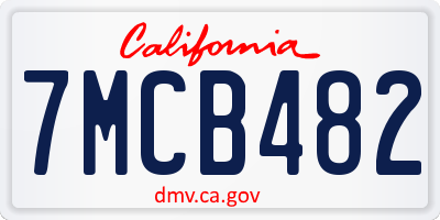 CA license plate 7MCB482