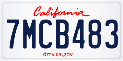 CA license plate 7MCB483