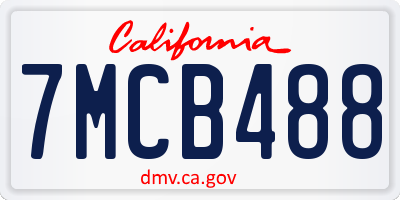 CA license plate 7MCB488