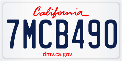 CA license plate 7MCB490