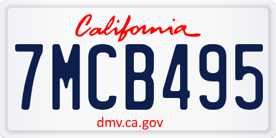 CA license plate 7MCB495