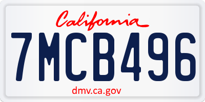 CA license plate 7MCB496