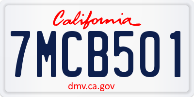 CA license plate 7MCB501
