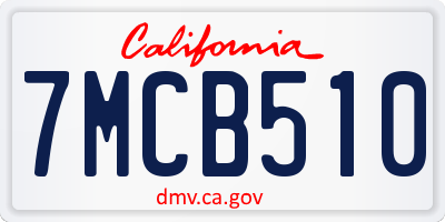 CA license plate 7MCB510