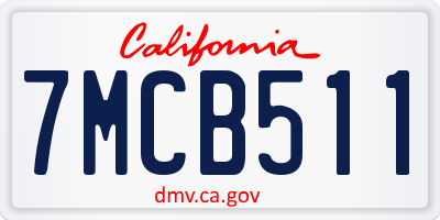 CA license plate 7MCB511