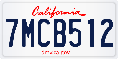 CA license plate 7MCB512