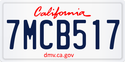 CA license plate 7MCB517