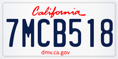 CA license plate 7MCB518