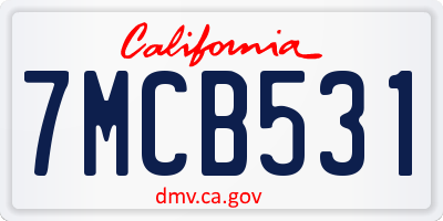 CA license plate 7MCB531