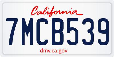 CA license plate 7MCB539