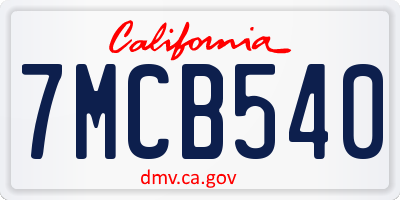 CA license plate 7MCB540