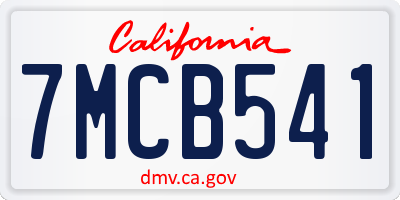 CA license plate 7MCB541