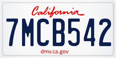 CA license plate 7MCB542