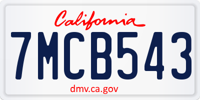 CA license plate 7MCB543