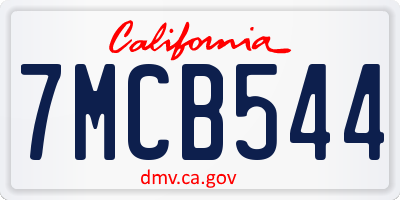CA license plate 7MCB544