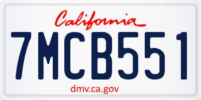 CA license plate 7MCB551