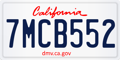 CA license plate 7MCB552