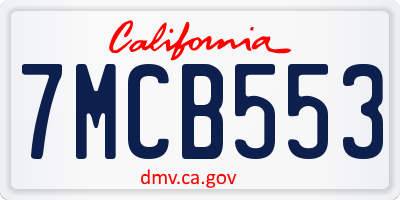 CA license plate 7MCB553