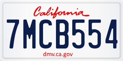 CA license plate 7MCB554