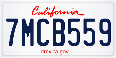 CA license plate 7MCB559