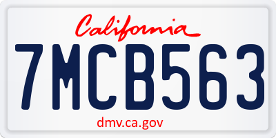 CA license plate 7MCB563