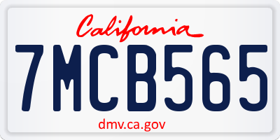 CA license plate 7MCB565