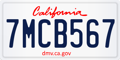 CA license plate 7MCB567