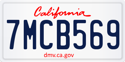CA license plate 7MCB569
