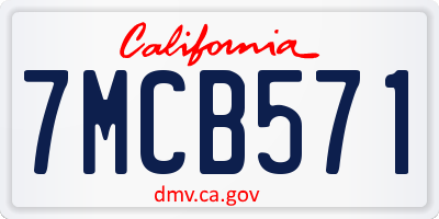 CA license plate 7MCB571