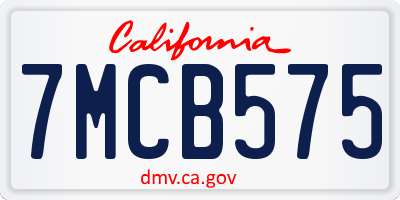 CA license plate 7MCB575