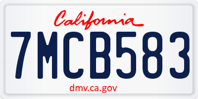 CA license plate 7MCB583