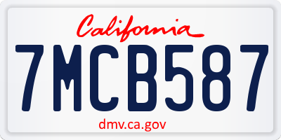 CA license plate 7MCB587