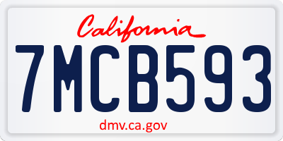 CA license plate 7MCB593