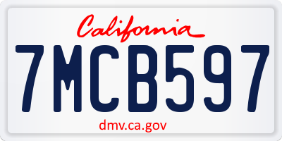 CA license plate 7MCB597