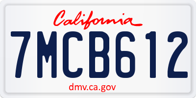 CA license plate 7MCB612