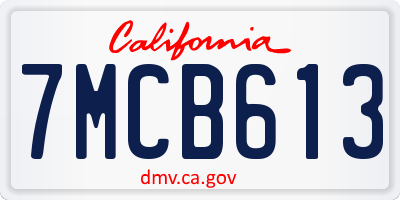CA license plate 7MCB613
