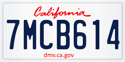 CA license plate 7MCB614