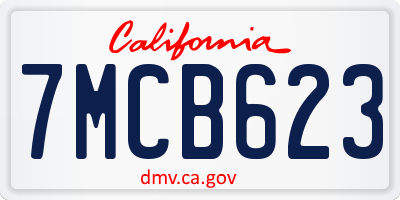 CA license plate 7MCB623