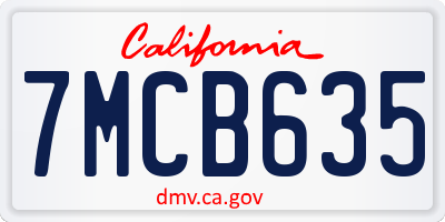 CA license plate 7MCB635