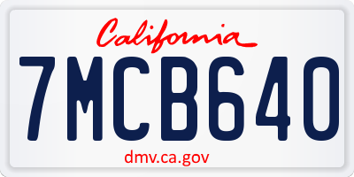 CA license plate 7MCB640