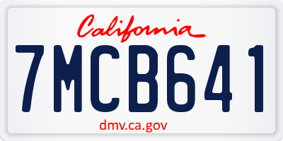 CA license plate 7MCB641