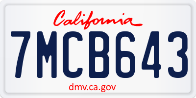 CA license plate 7MCB643