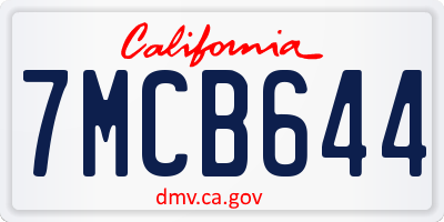 CA license plate 7MCB644