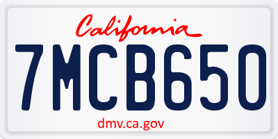 CA license plate 7MCB650