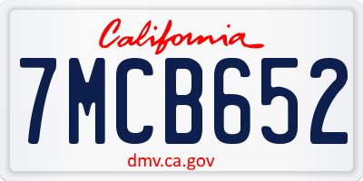CA license plate 7MCB652