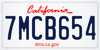 CA license plate 7MCB654