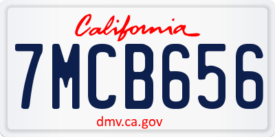 CA license plate 7MCB656