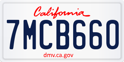 CA license plate 7MCB660