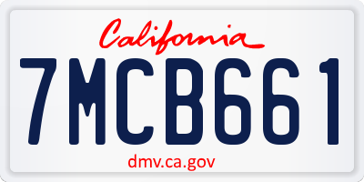 CA license plate 7MCB661