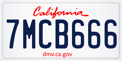 CA license plate 7MCB666